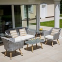 Zestaw wypoczynkowy ogrodowy z technorattanu Mireille Black & White