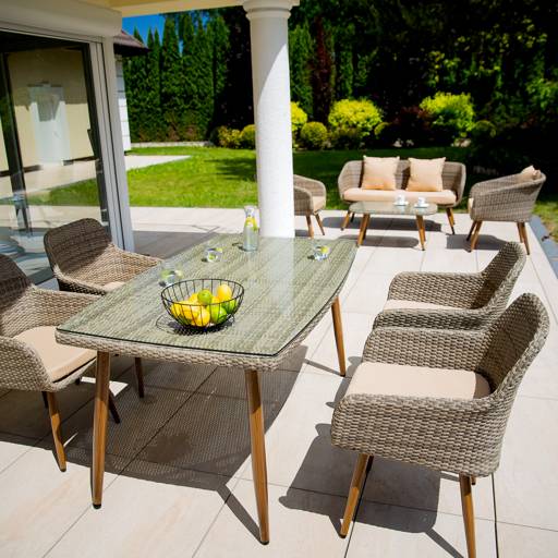 Garden table with glass top 150 x 90 cm Marlene