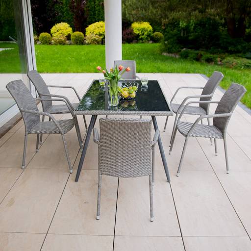 Garden table with glass top 150 x 90 cm Lupus
