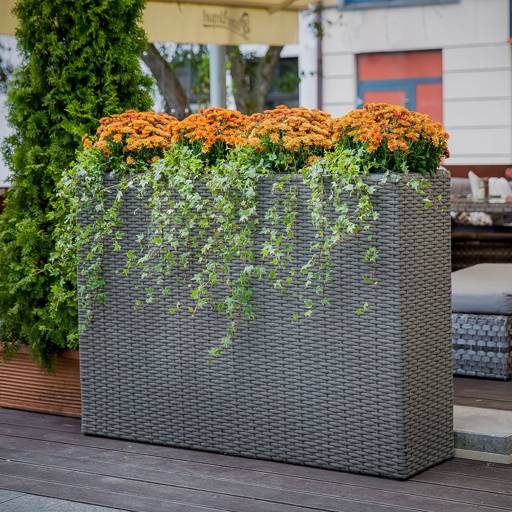 Planter made of technorattan 140 x 37 x 100 cm